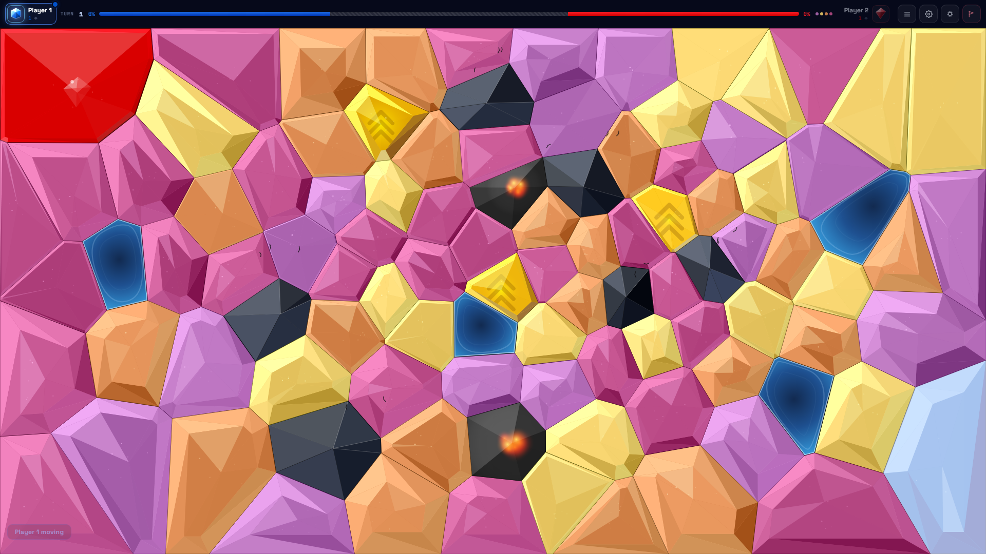 Crystal Wars territory battle — Voronoi grid turn-based strategy