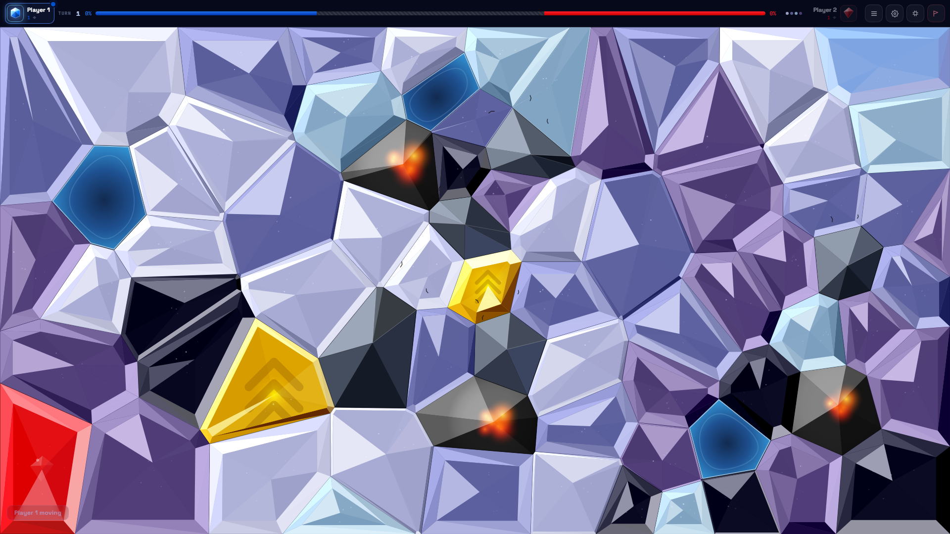 Crystal Wars futuristic palette — browser turn-based strategy game